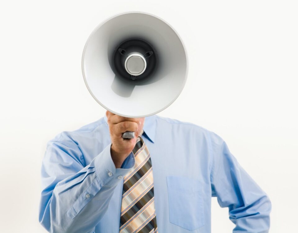man holding a megaphone